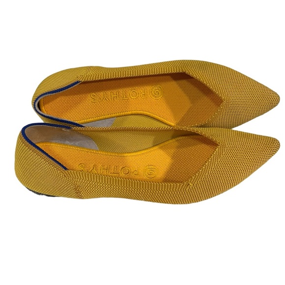Rothys Point Sunflower Ballet Flats Sise 6.5 Pointed Toe Shoes Vegan - Picture 4 of 7